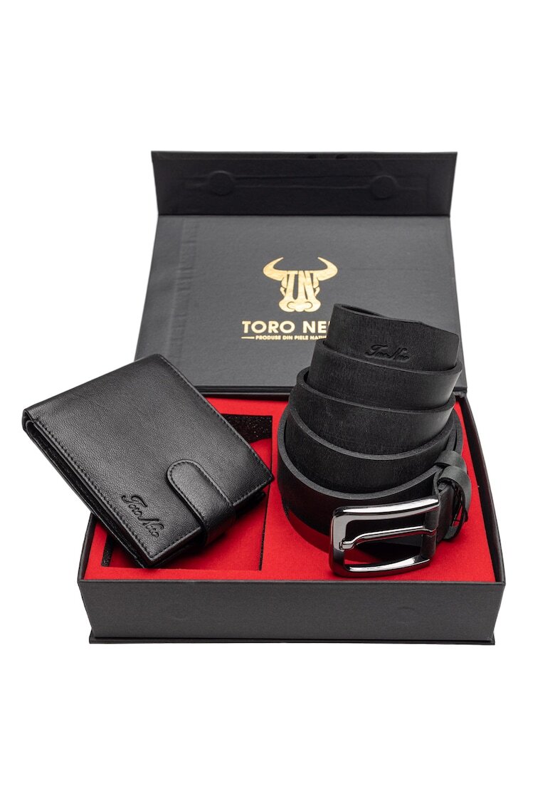 Toro Nero Комплект портфейл и колан - мъжки - от естествена кожа Viki-Smooth
