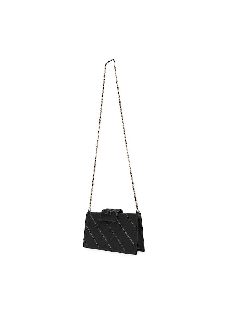 Tory Burch Дамска чанта Fleming Mini Chain W - естествена кожа - черна