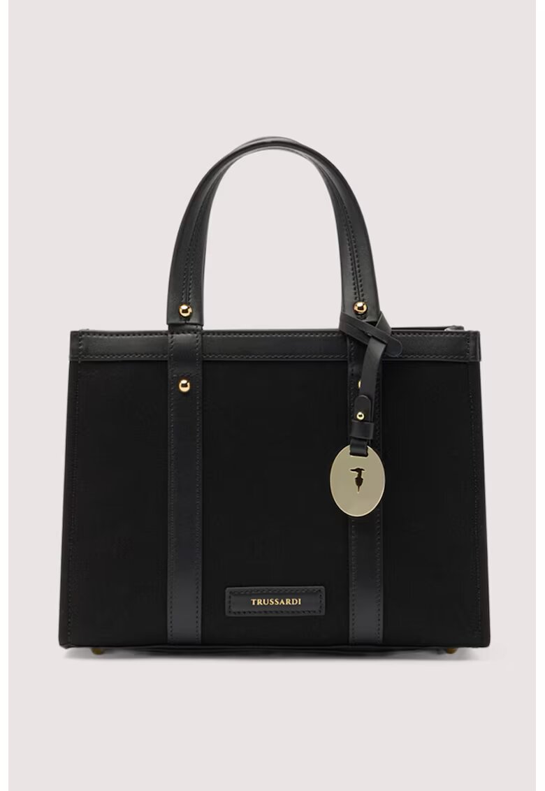 Trussardi Малка чанта Elba с кожа - Черен/Избеляло черно