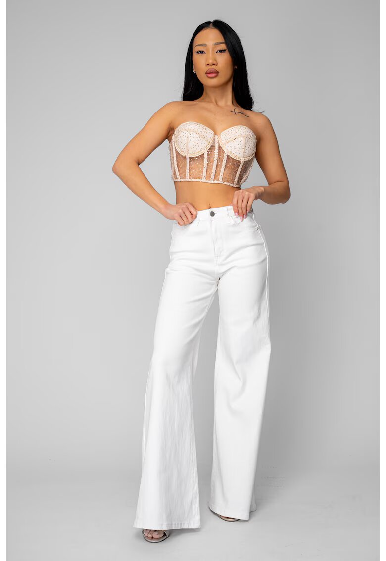 uFIT Разкроени еластични дънкови дънки Off White 20787