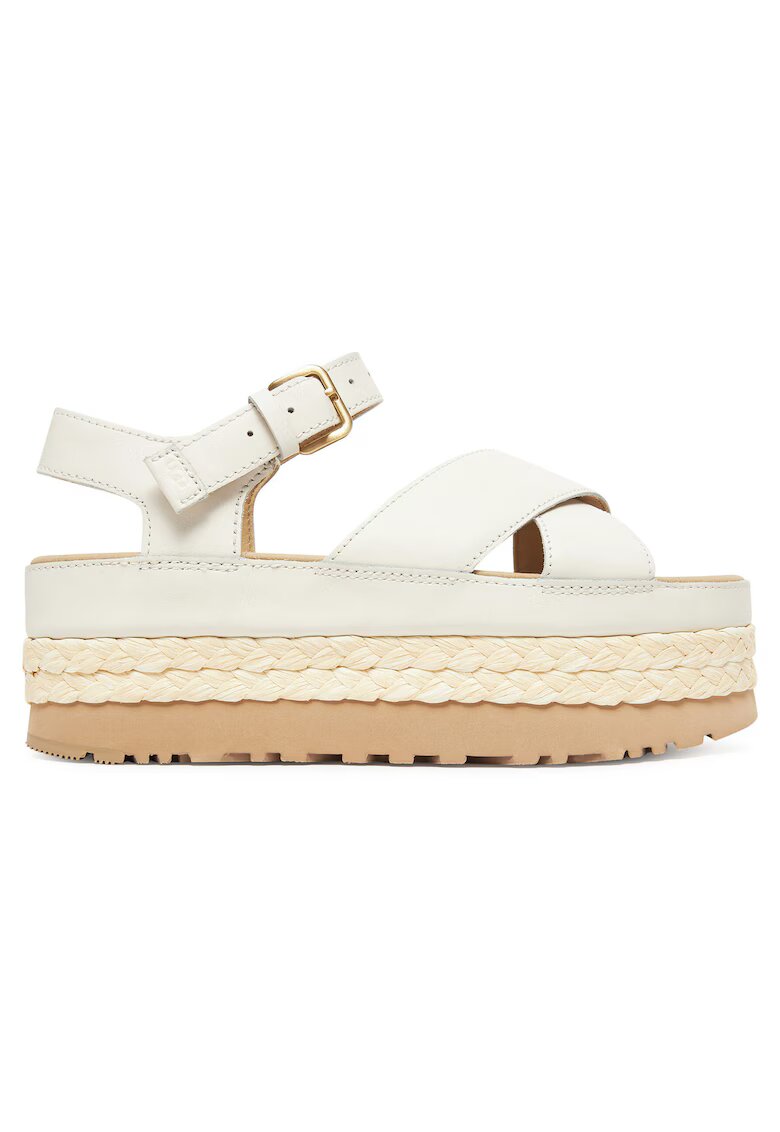 Ugg Дамски сандали Jasmine W Aubrey - естествена кожа - с каишка на глезена - бели