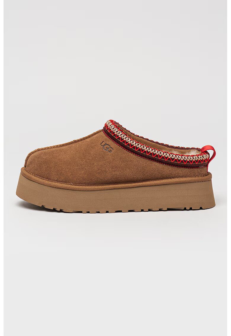 Ugg Велурено сабо Tazz с равна платформа - Бордо/Карамел/Светло бежово