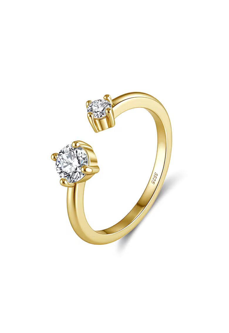 UNA VIDA Регулируем пръстен Dual Glow Moissanite - Сребро 925 - за