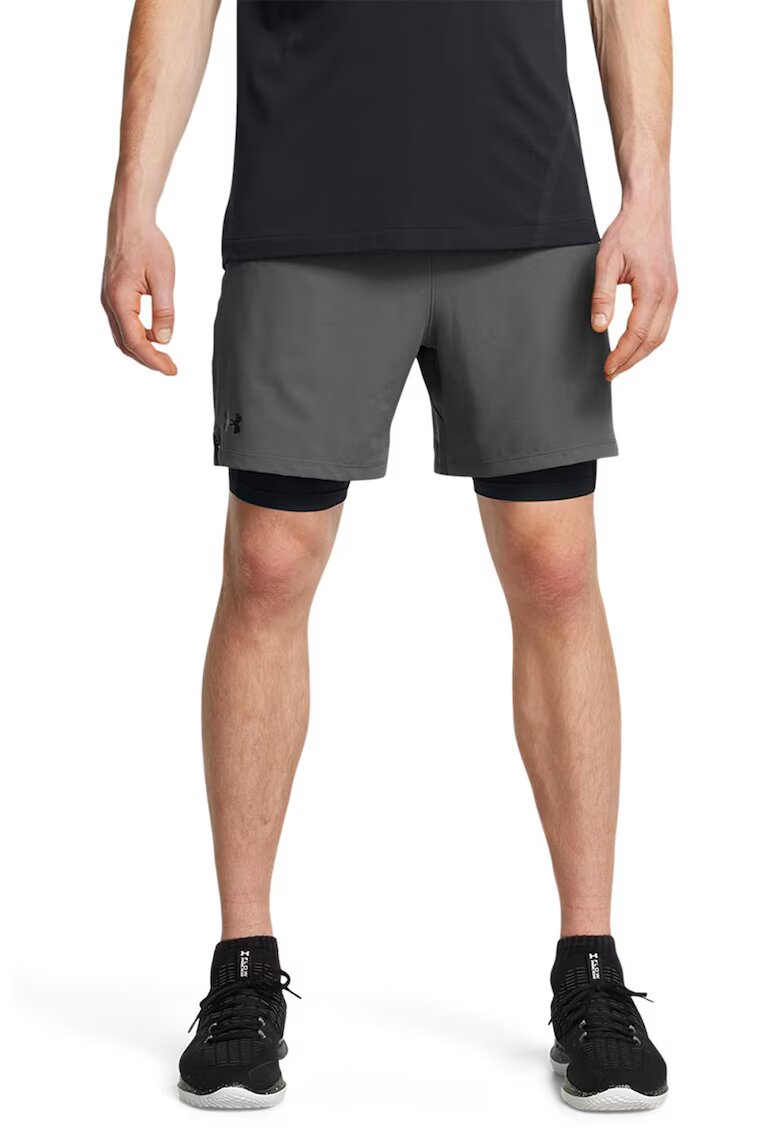 Under Armour Фитнес шорти Vanish с дизайн 2 в 1 - Избеляло черно/Tъмносив