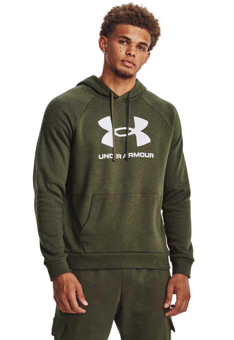 Under Armour Худи Rival с джоб кенгуру - Бял/Сив