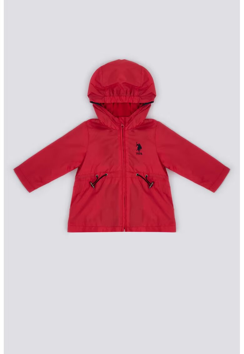 US Polo Assn Дълго тънко шушляково яке с качулка и джобове - закопчаване с цип - U.S. Polo Assn