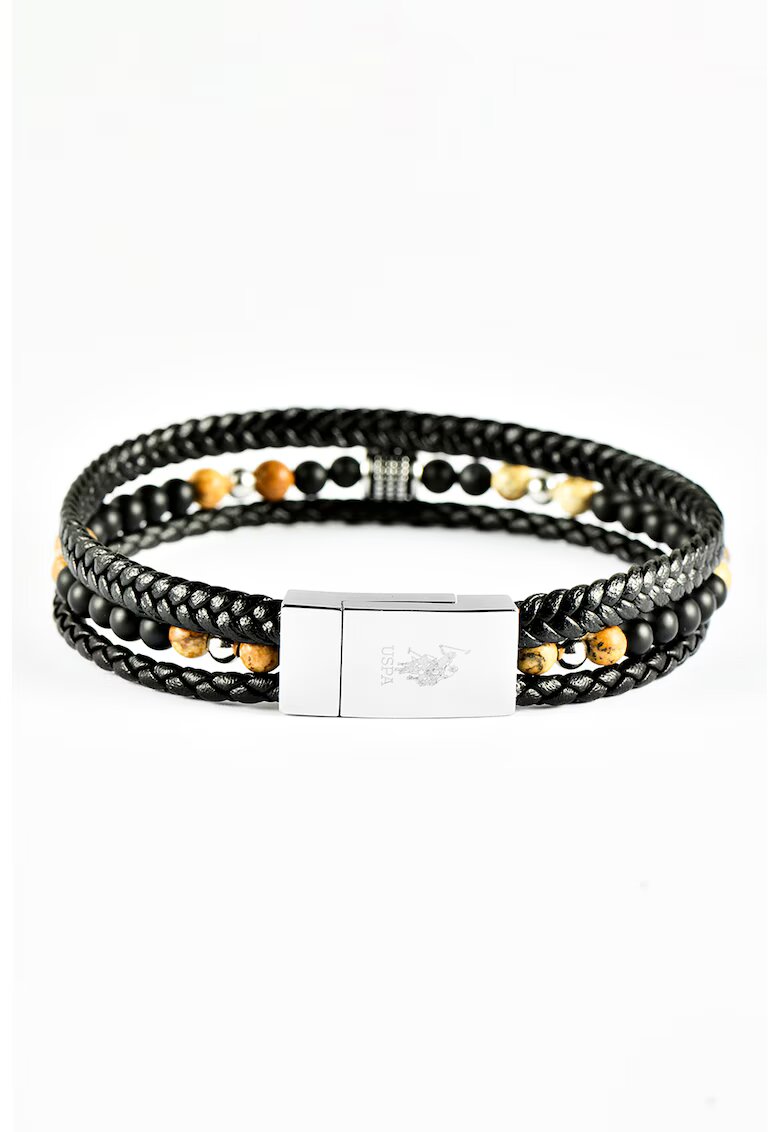 US Polo Assn Кожена гривна с оникс