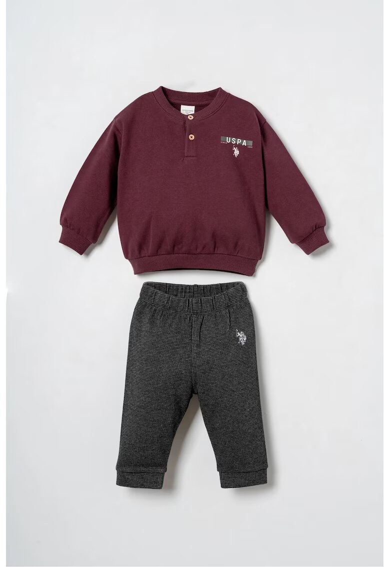 US Polo Assn Сет от блуза с деколте до основата на врата и панталони с еластична талия