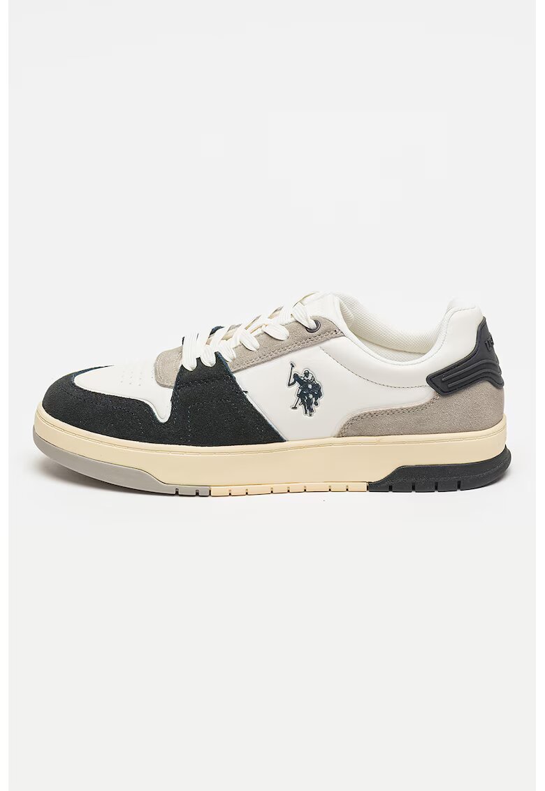 US Polo Assn Спортни обувки с велур - Бял/Черен/Сив