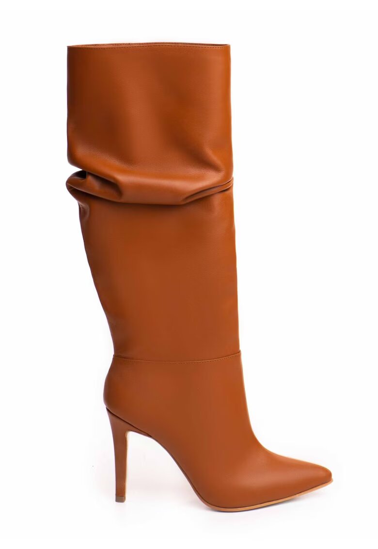Vanilla Cizme de piele cu design drapat Espresso Whisper