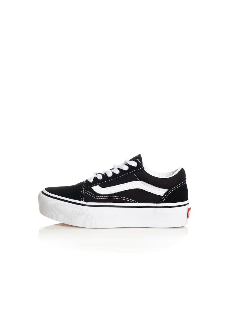 Vans Детски маратонки на платформа Old Skool - велур/каучук - бяло/черно