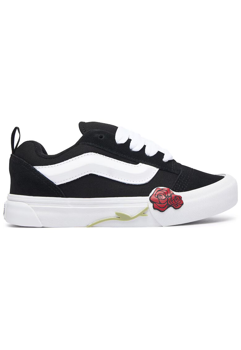 Vans детски спортни обувки от платно и велур с орнамент роза - Old Skool - черен/бял/