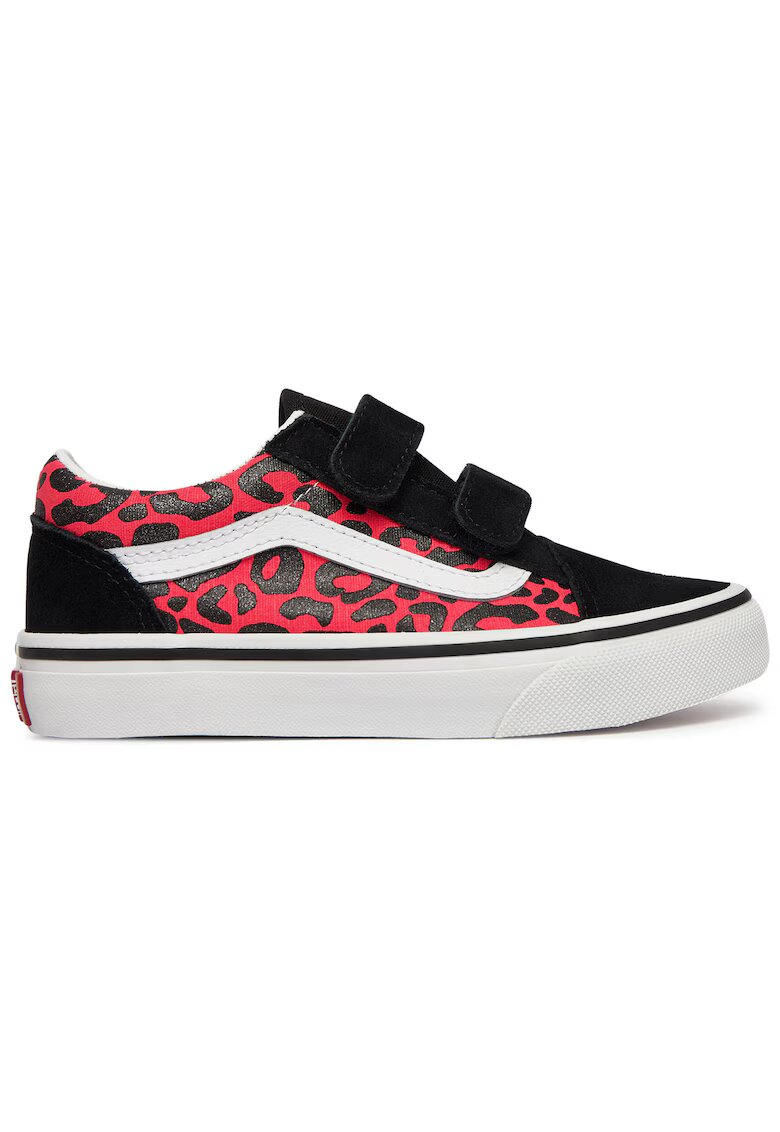Vans детски спортни обувки от синтетичен материал с две велкро ленти и леопардов принт - многоцветни