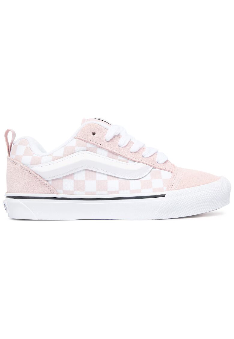 Vans детски спортни обувки от синтетичен материал с щампа checkerboard - модел Old Skool - розов/бял