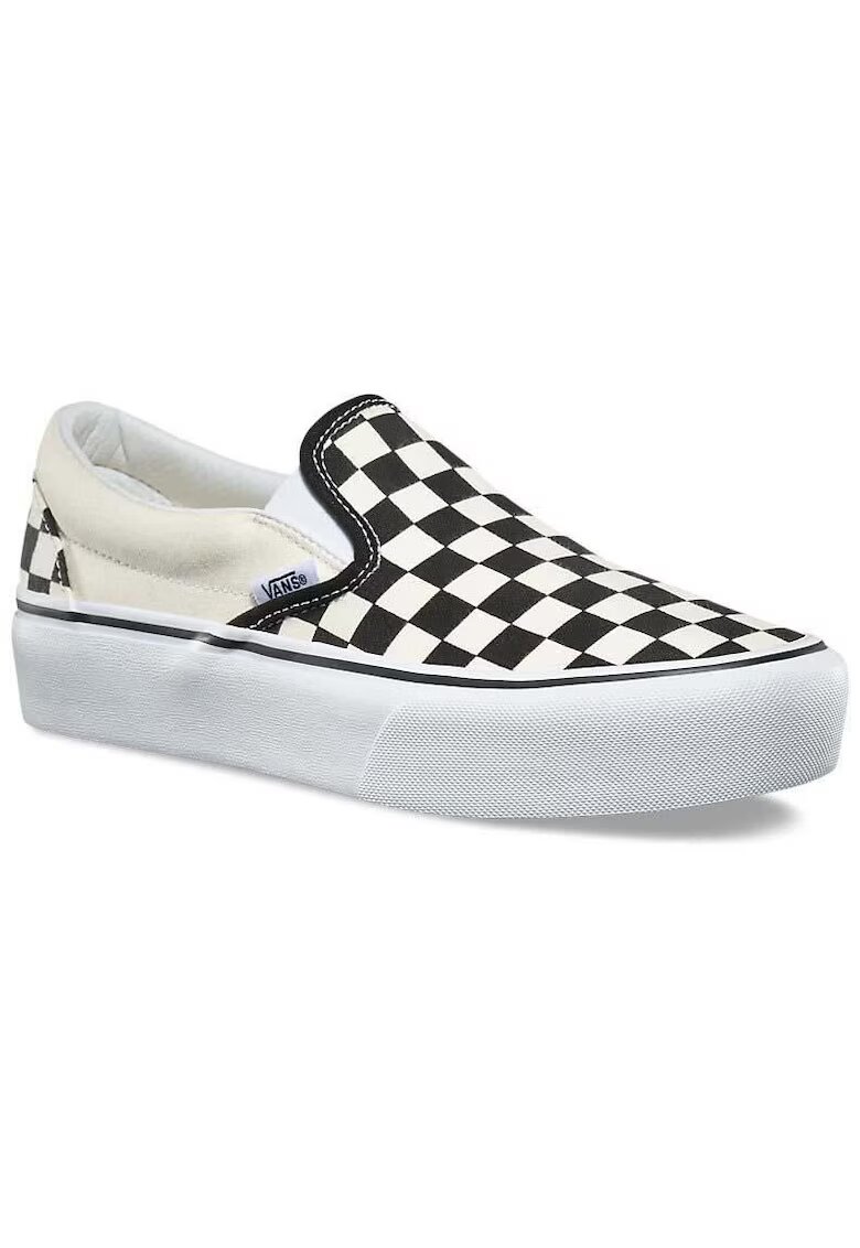 Vans Маратонки Ua Classic Slip On Platform - карирани - кожа - бяло/черно