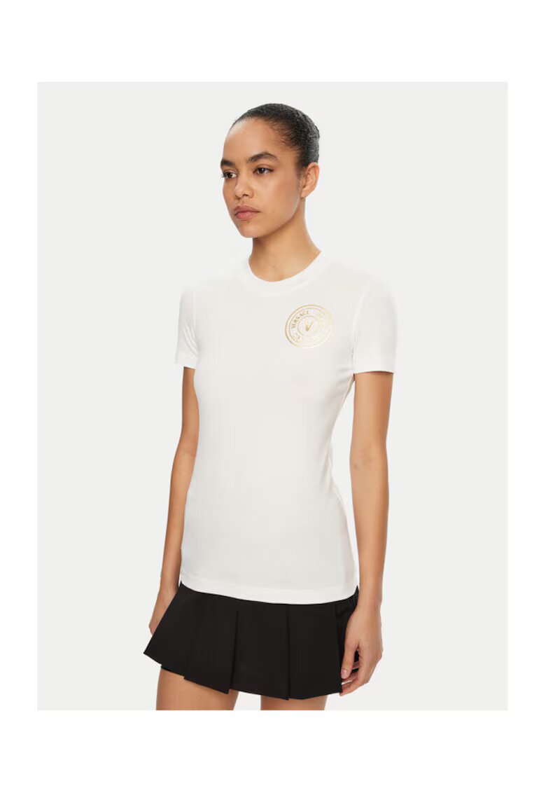 Versace Jeans Couture Дамска тениска бяла на цвят - от памук