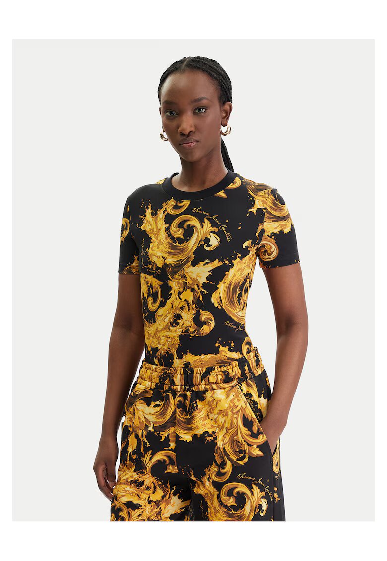 Versace Jeans Couture Дамска тениска - памук - черен - златист