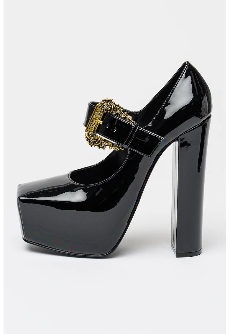 Versace Jeans Couture Лачени обувки с масивен ток