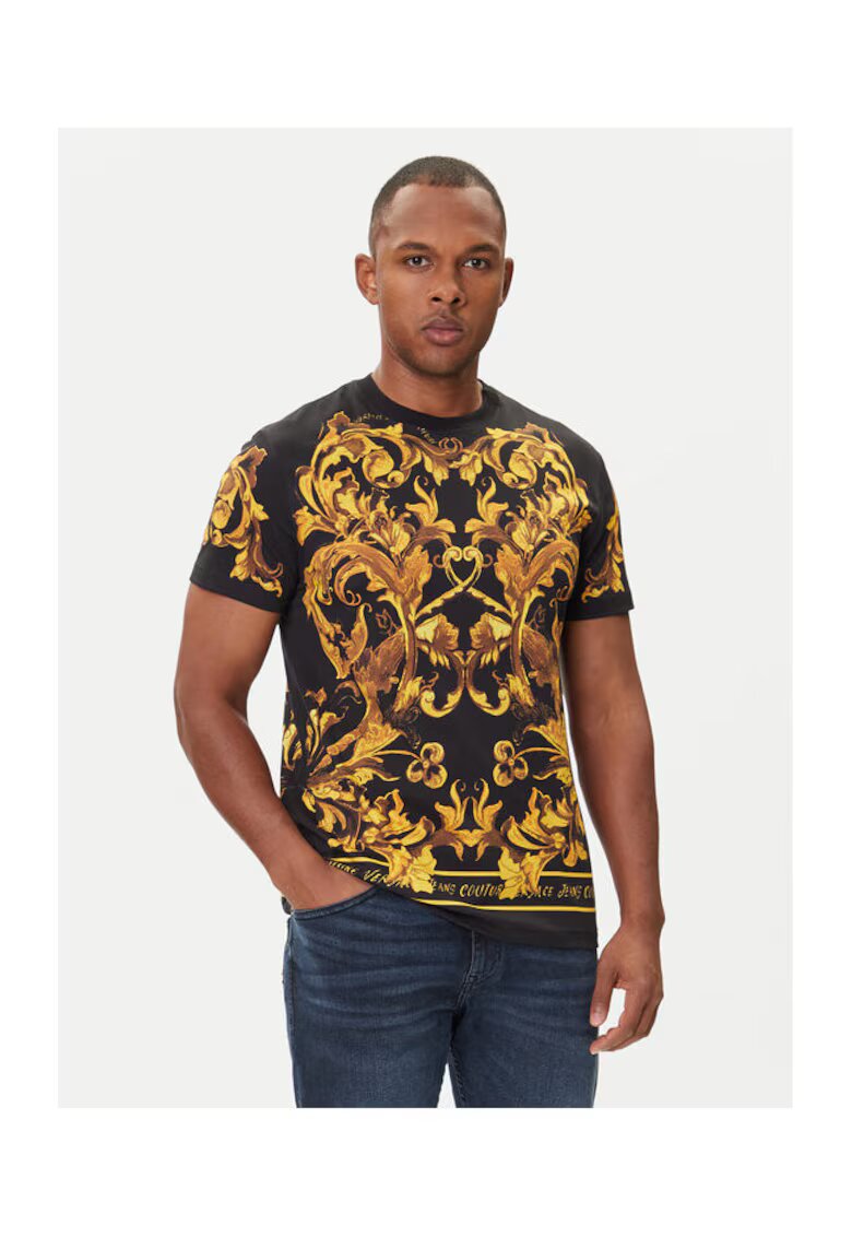 Versace Jeans Couture Мъжка тениска черно/жълто - памук