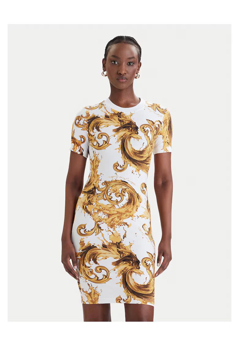 Versace Jeans Couture Рокля памук - - Бял/Жълт