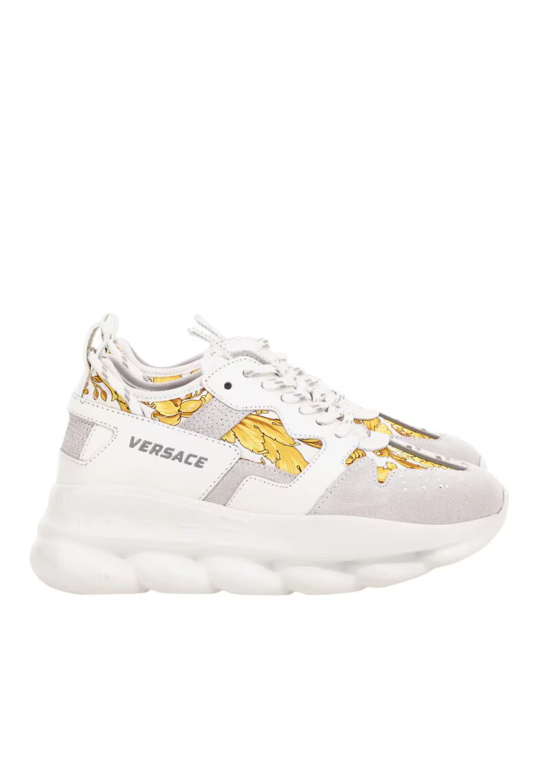 Versace Мъжки кецове - Chain Reaction V2 Barocco Print - Бял/Златист