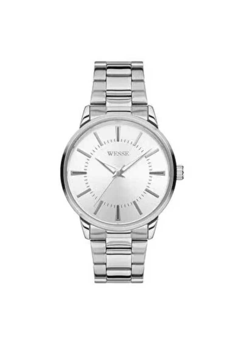 Wesse Мъжки часовник модел WWG203801 - 41-46 мм - сива метална стоманена каишка - кварцов механизъм - водоустойчивост 5 ATM