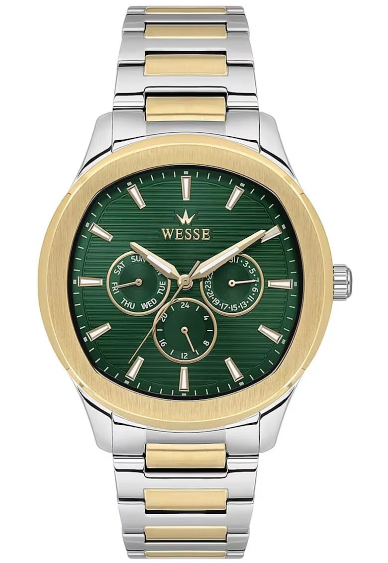 Wesse Мъжки часовник WWG402904 - 44 мм - стоманена каишка - зелен циферблат - златист/сребрист - 5 ATM