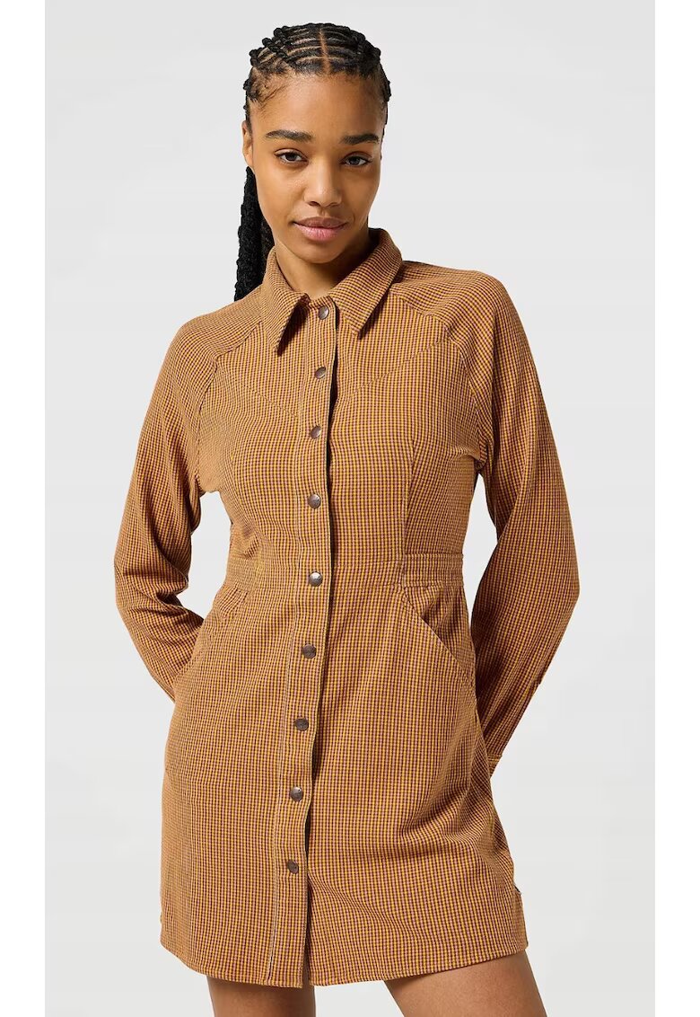 Wrangler Дамска рокля - Slim Fit - каре - памук-вискоза-еластан - многоцветна