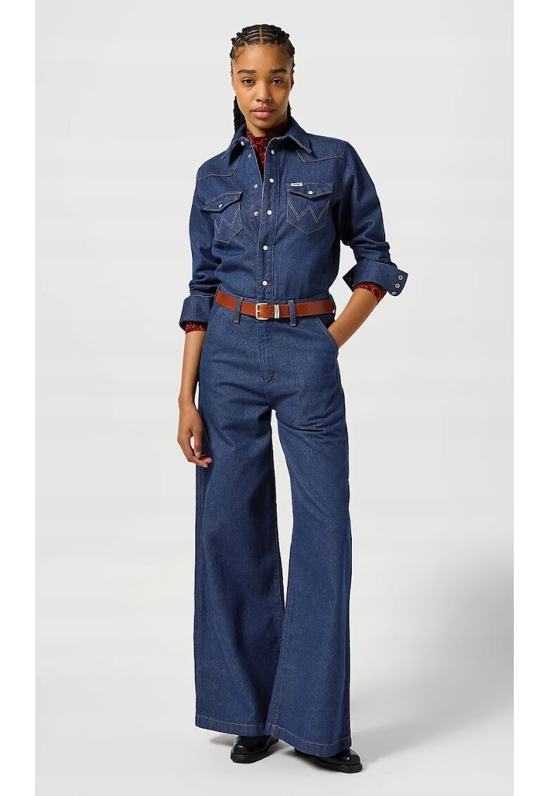 Wrangler Дамски гащеризон - Aged Blue - памук - цип - къс ръкав