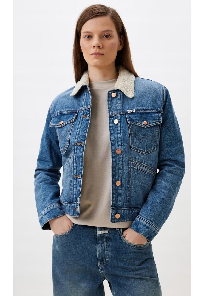 Wrangler Дънково яке - HERITAGE SHERPA - стандартна кройка - синьо - памук