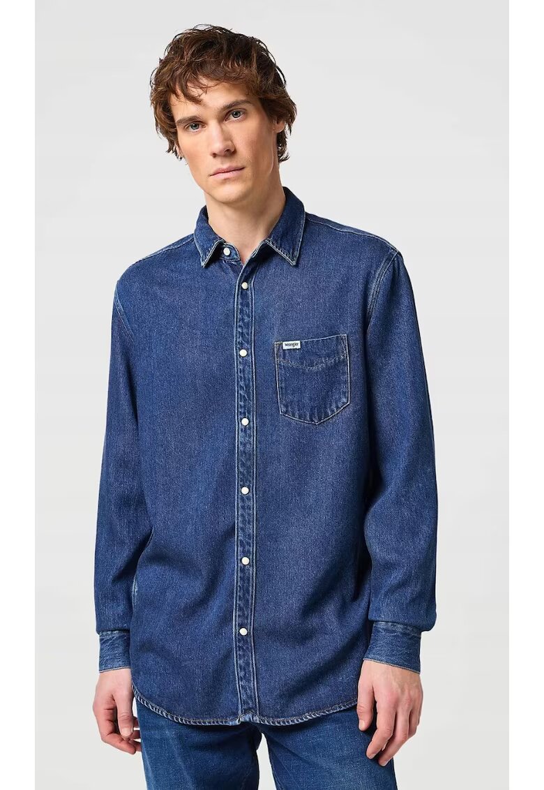 Wrangler Мъжка риза - 1 джоб - стандартна кройка - тъмносиня - деним