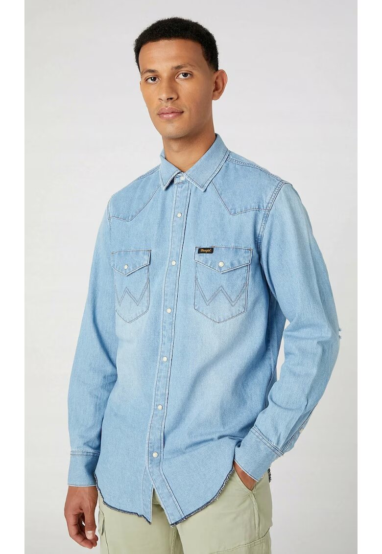 Wrangler Мъжка риза - Heritage - стандартна кройка - синя - памук