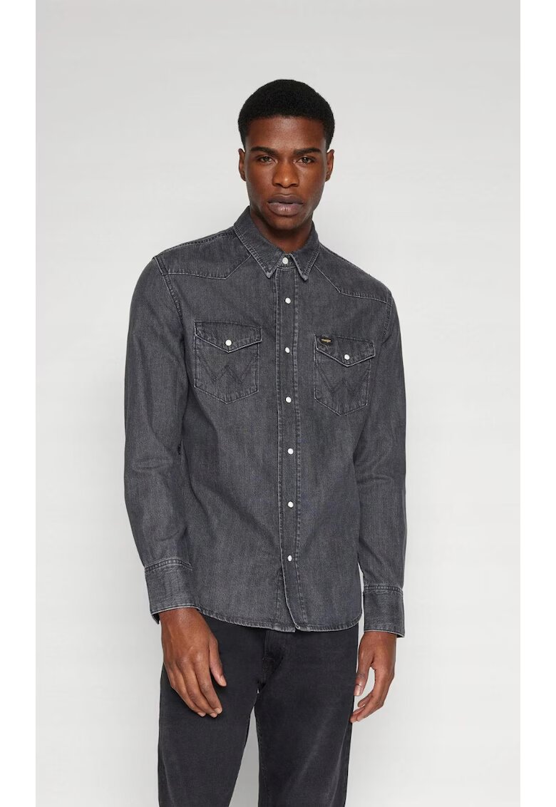 Wrangler Мъжка риза - Heritage - стандартна кройка - washed black - деним