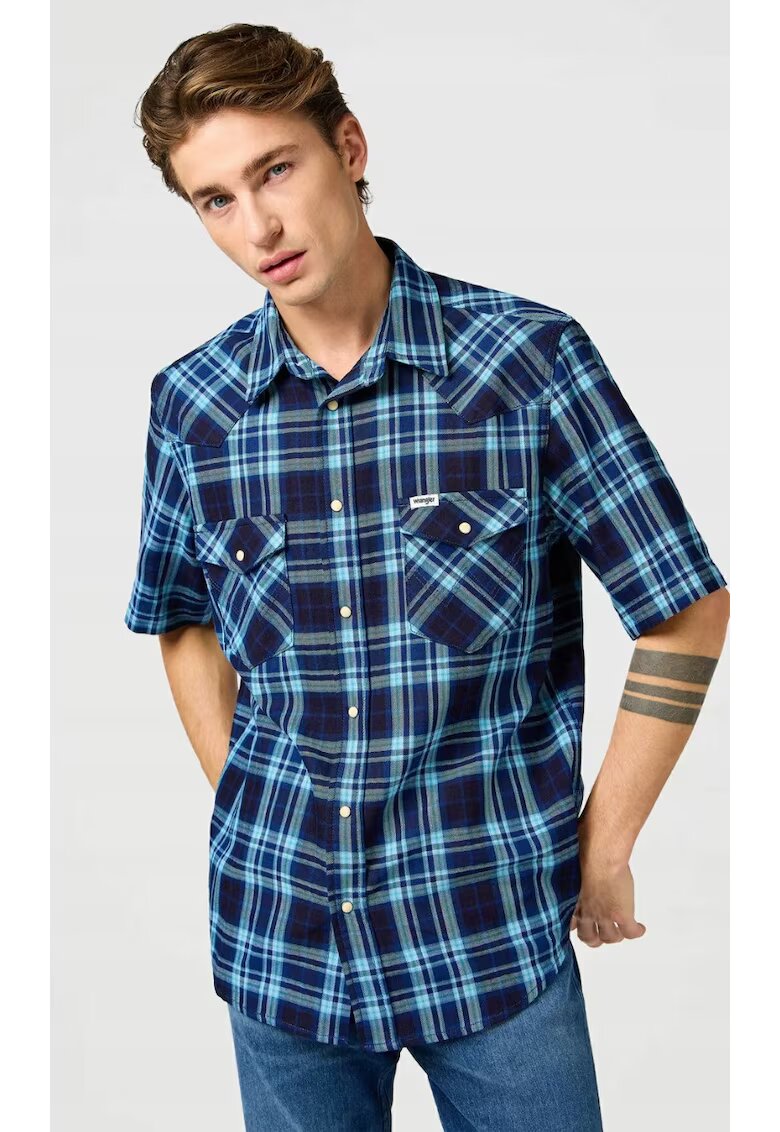 Wrangler Мъжка риза - Latigo Indigo - 2 джоба - цип - синя - памук
