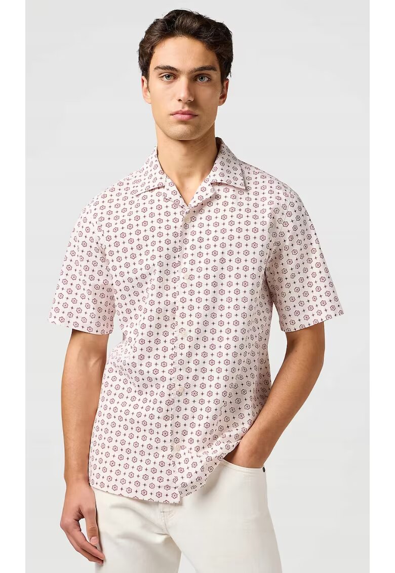 Wrangler Мъжка риза - RESORT SHIRT - бяла - памук - къс ръкав - стандартна кройка