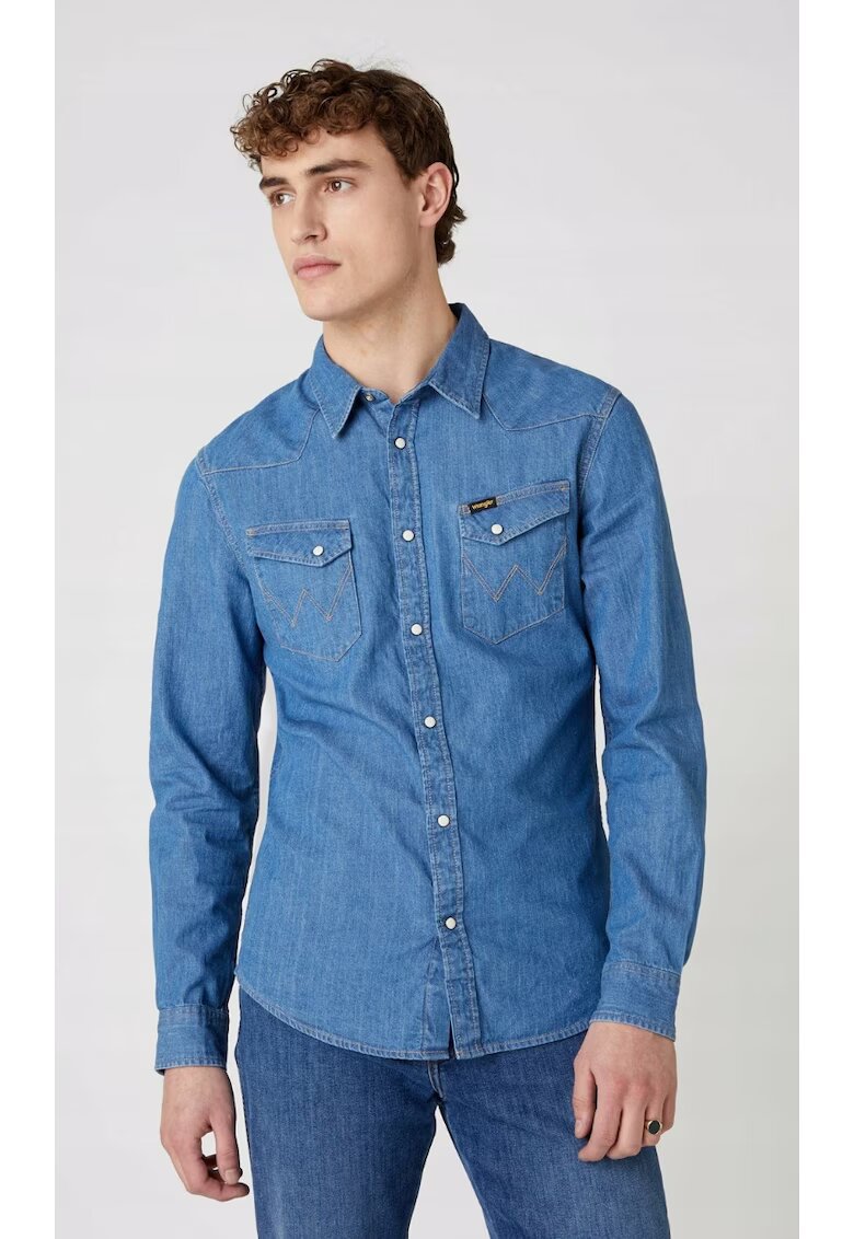 Wrangler Мъжка риза - Slim Fit - Синя - Памук