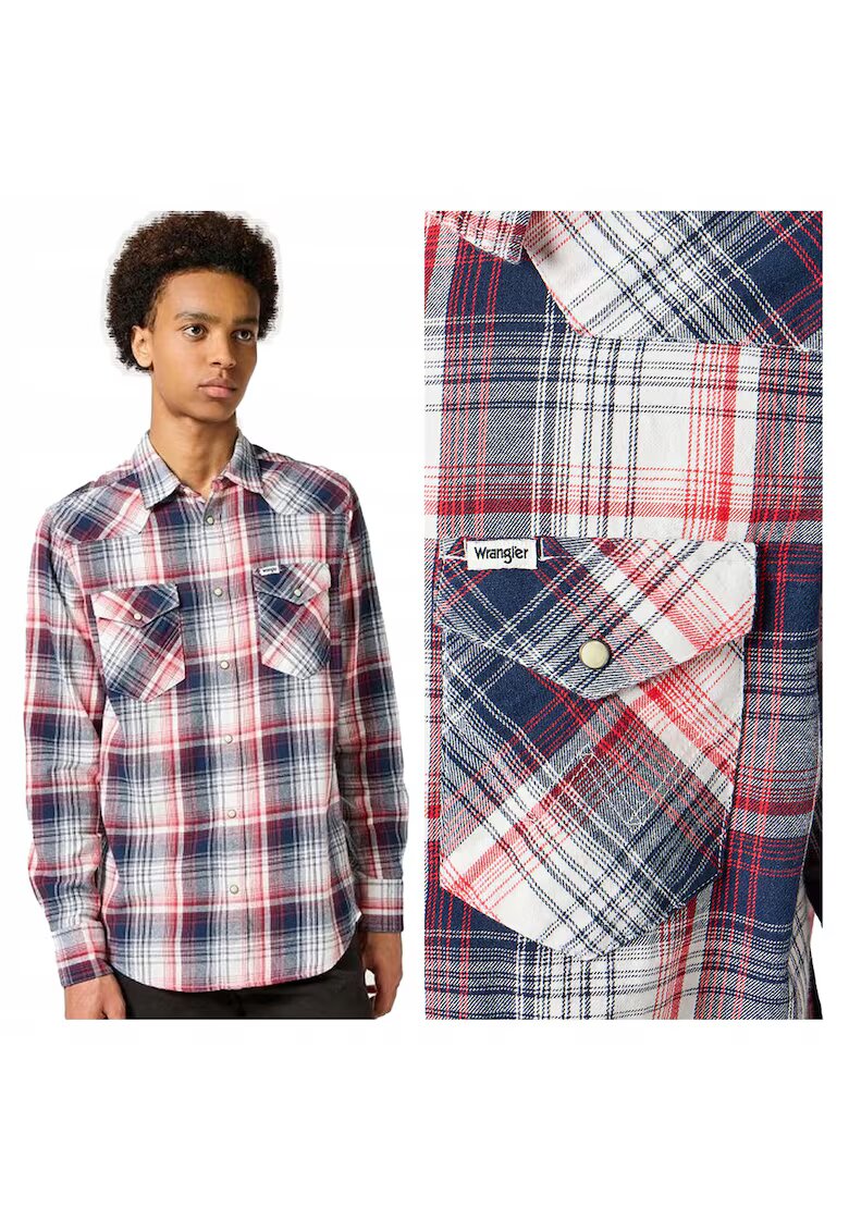 Wrangler Мъжка риза - Western Shirt - Regular Fit - Класически дизайн - Дълги ръкави -fCwqfu С копчета - Памук -