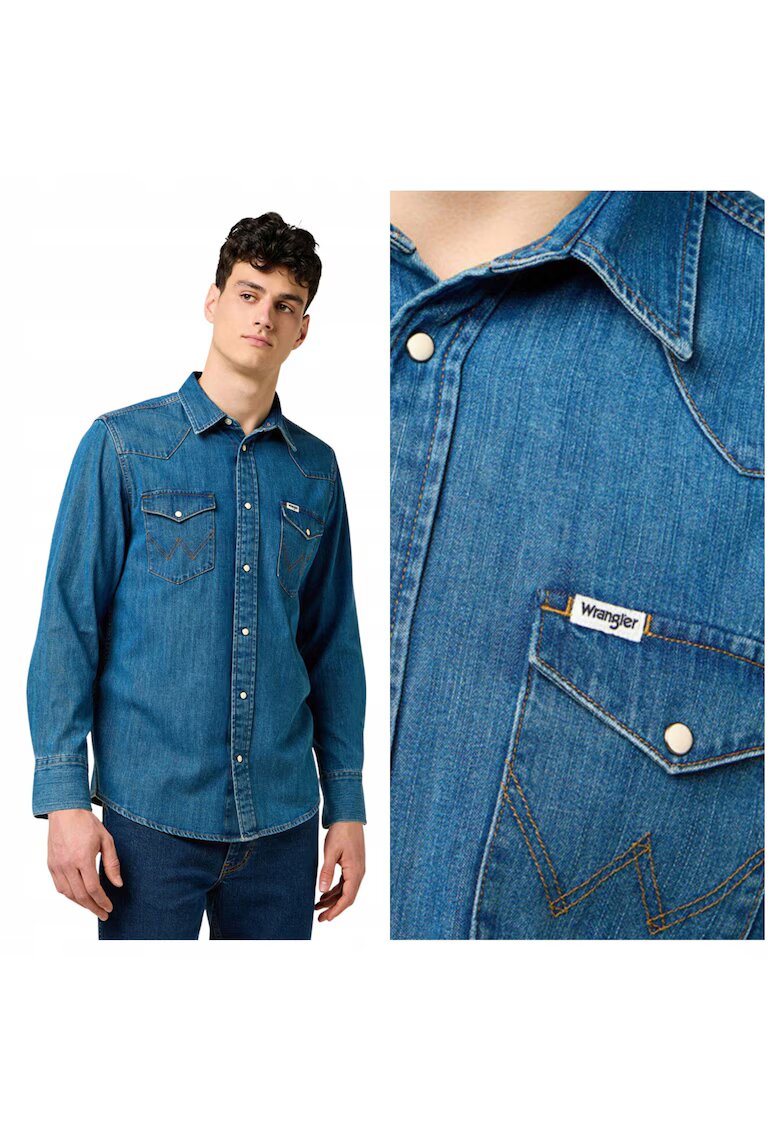 Wrangler Мъжка риза - Western Shirt - Стандартна кройка - Дълъг ръкав - С копчета - Класически дизайн - Памук - 3XL INTL