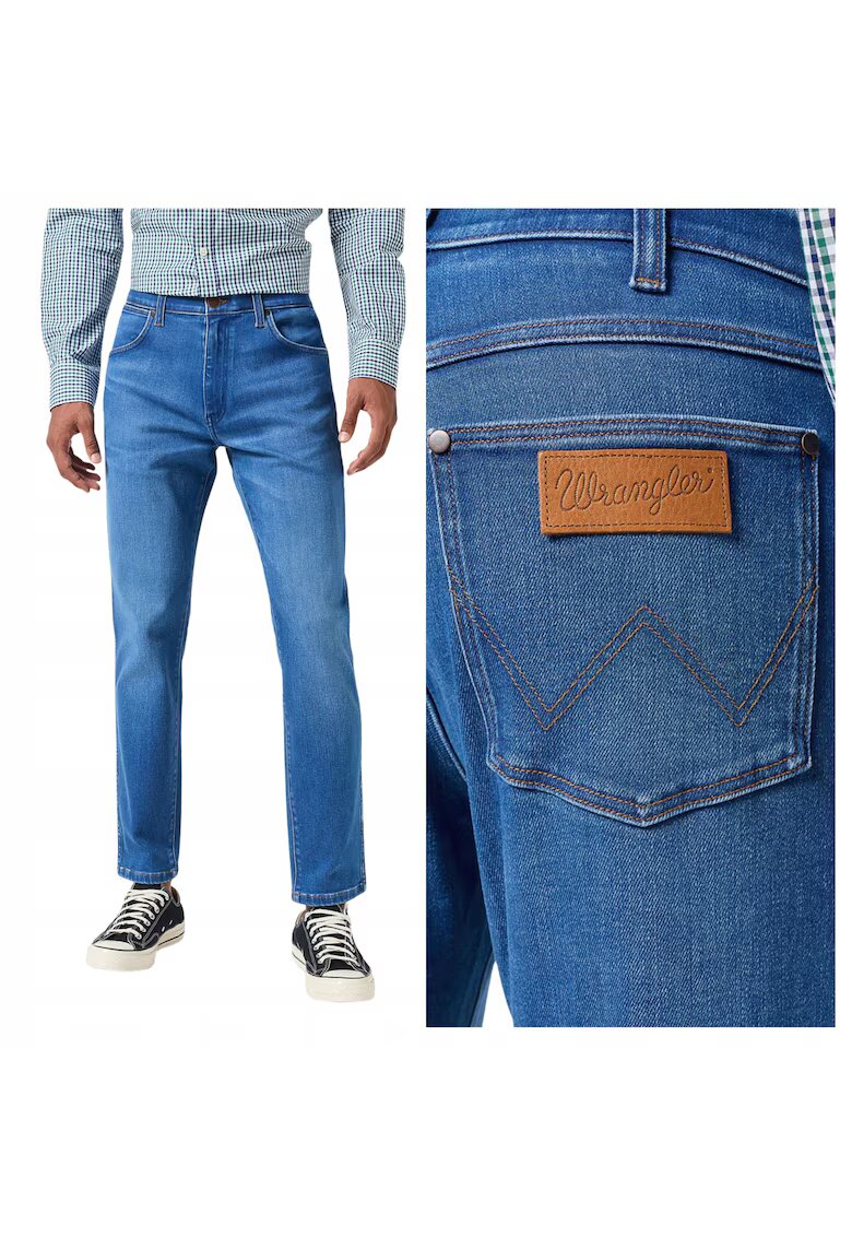 Wrangler Мъжки дънки - Larston - Slim Fit - Ниска талия - 5 джоба - Цип - Дълги - Памук - W38-L34 US