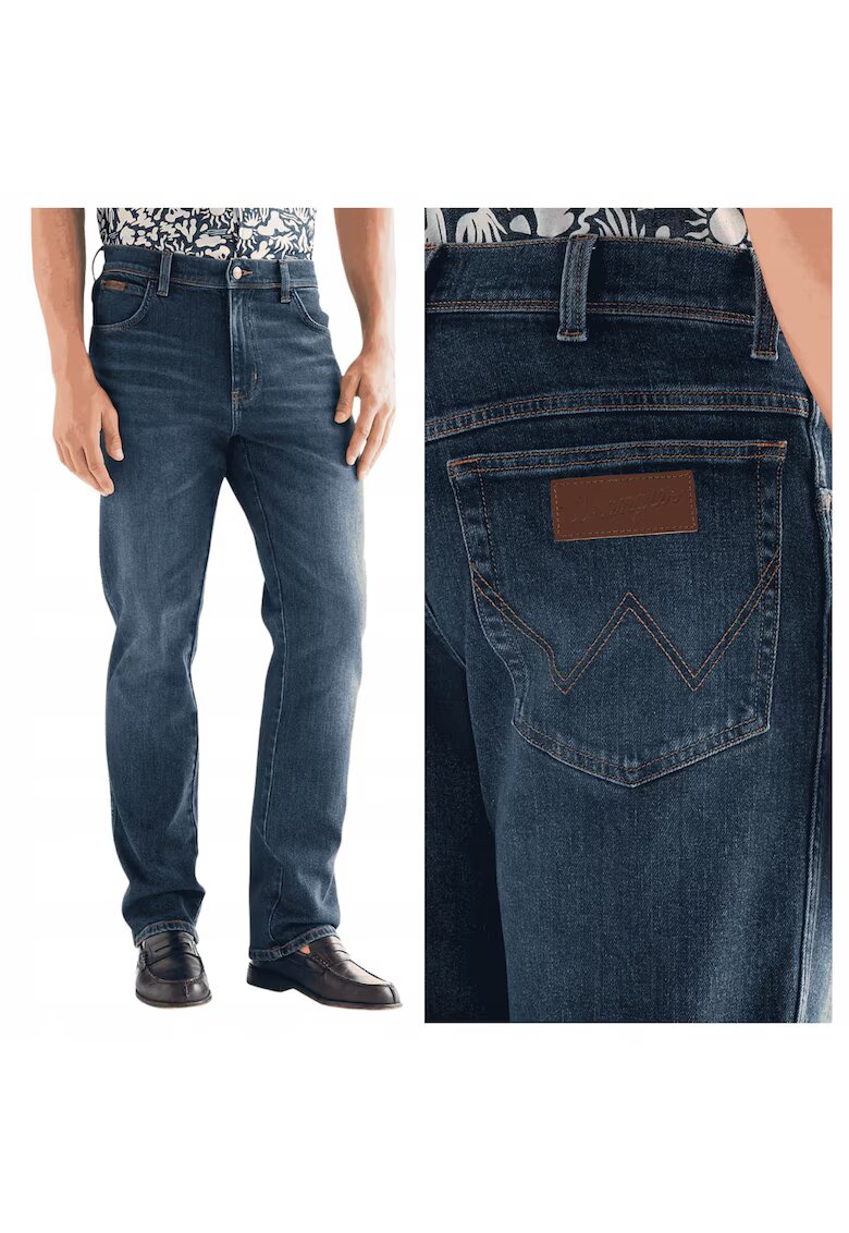 Wrangler Мъжки дънки - Texas - Slim Fit - средна талия - дълги - цип - 5 джоба - памук -