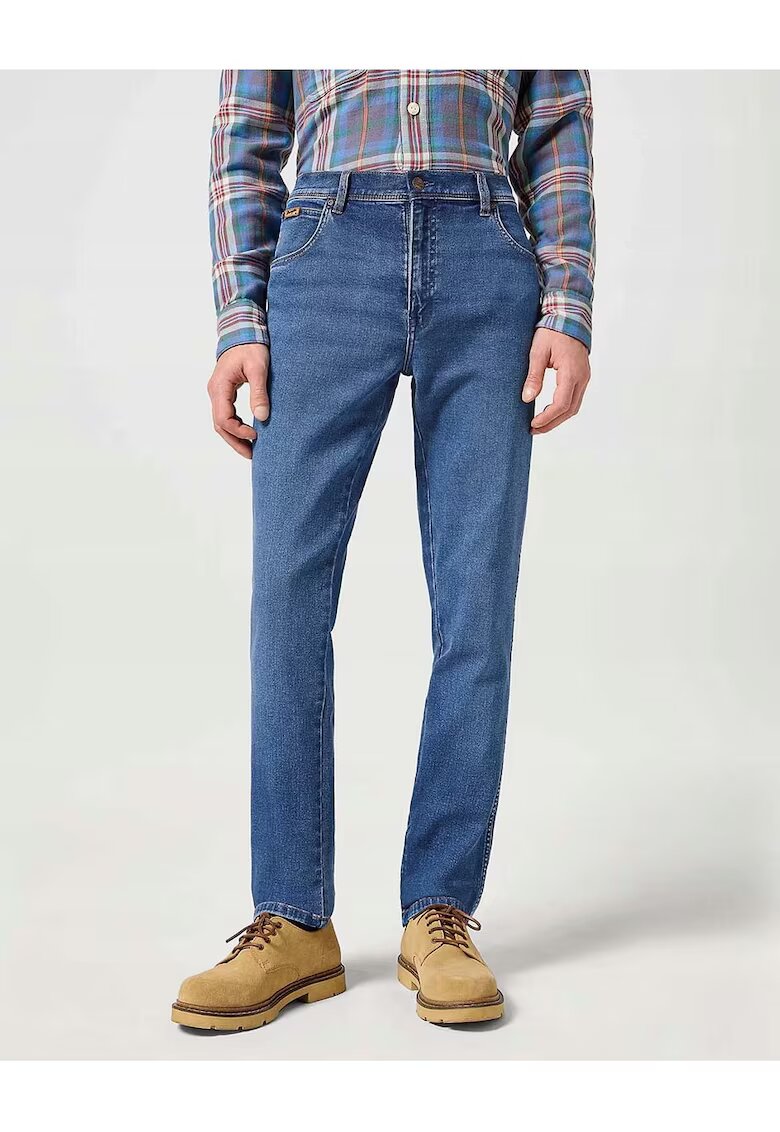 Wrangler Мъжки дънки - Texas Slim - Права кройка - Средна талия - 5 джоба - Цип - Дълги - Памук - W38-L36 US