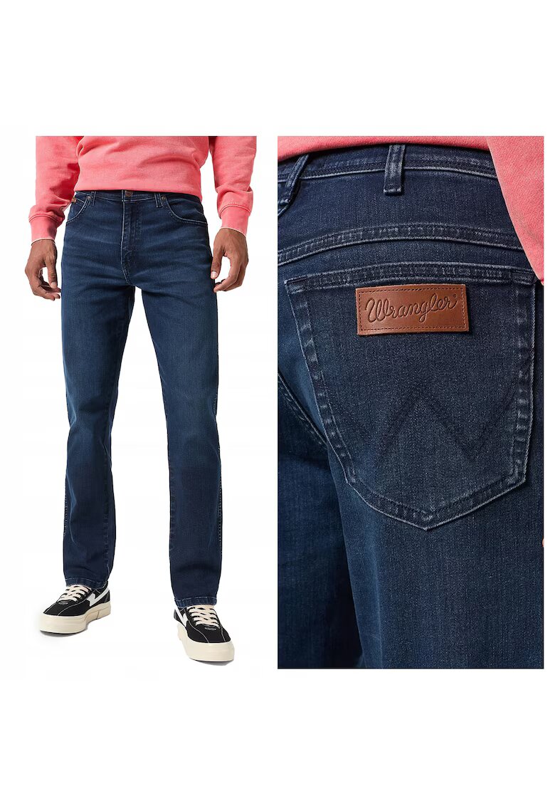 Wrangler Мъжки дънки - Texas Slim - вталена кройка - средна талия - дълги - цип - 5 джоба - памук - W38-L30 US