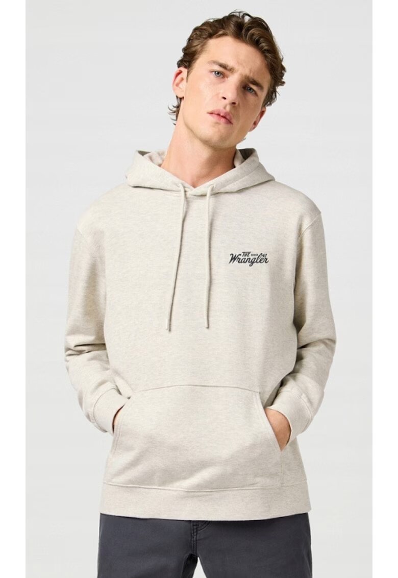 Wrangler Мъжки суичър - Americana Hoodie - меланж - памук - стандартна кройка - джоб кенгуру