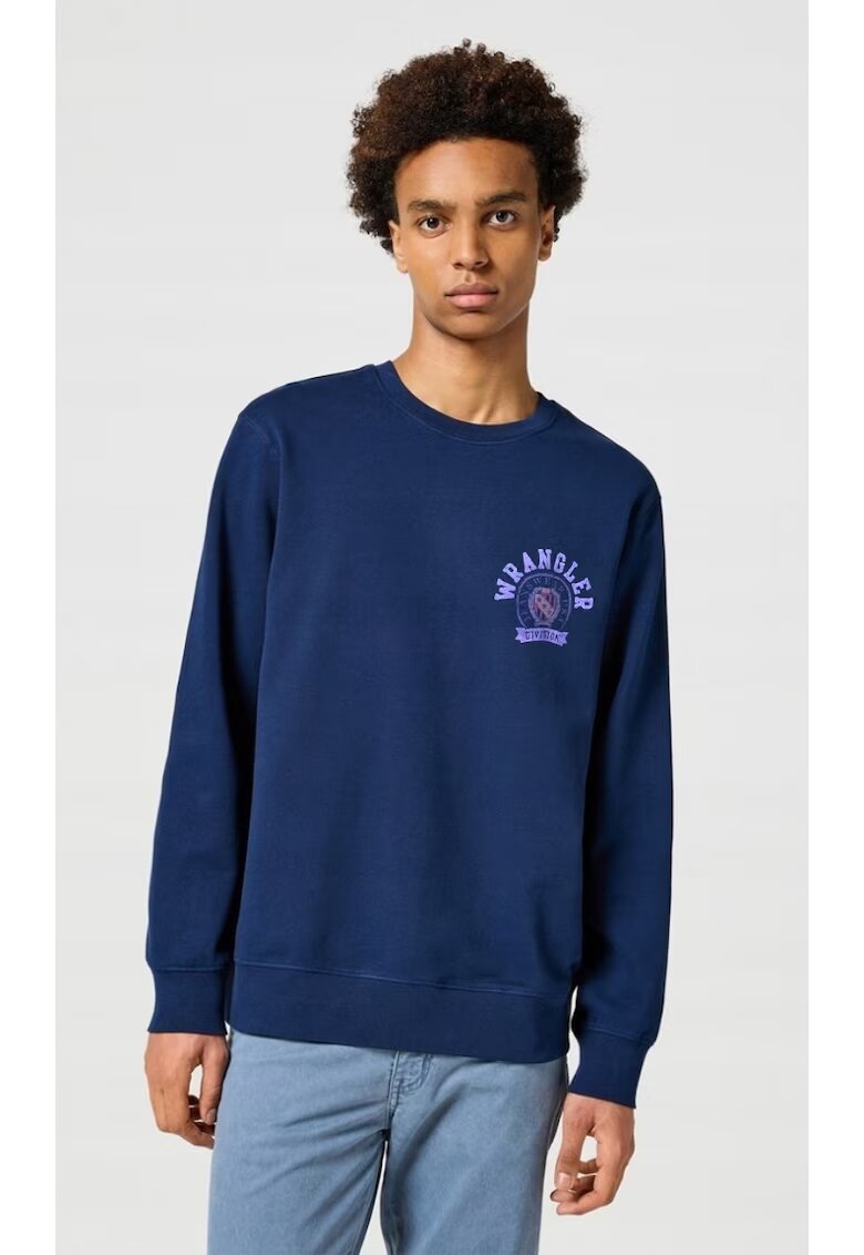 Wrangler Мъжки суичър - Crewneck Sweatshirt - тъмносин - 100% памук
