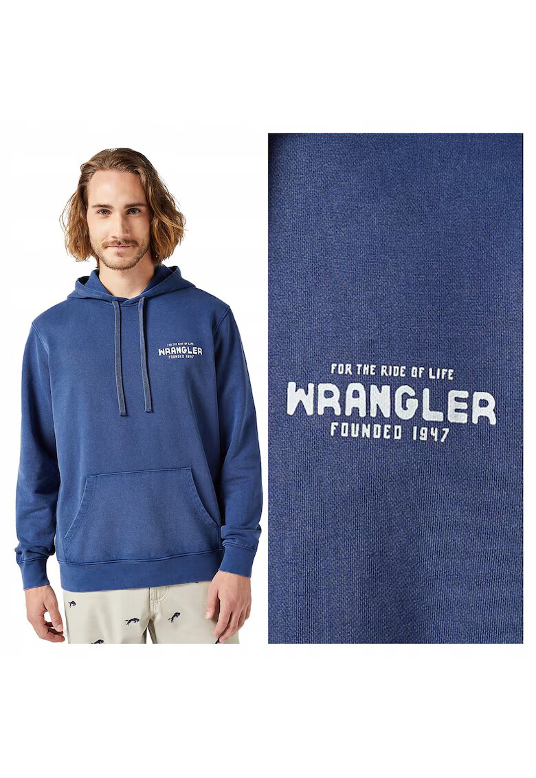 Wrangler Мъжки суичър - Regular Fit - с качулка - 1 джоб - дълги ръкави - памук - без закопчаване -
