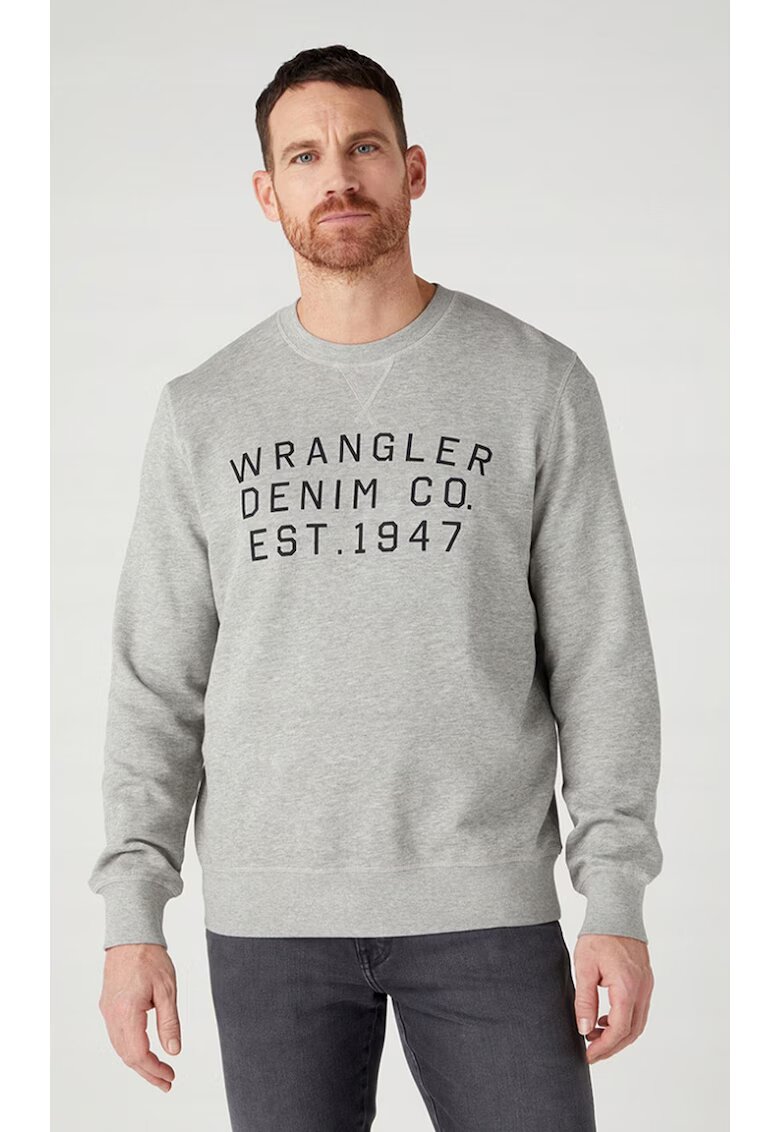 Wrangler Мъжки суитшърт Graphic Crew - - памучен - класическа кройка - графитен принт