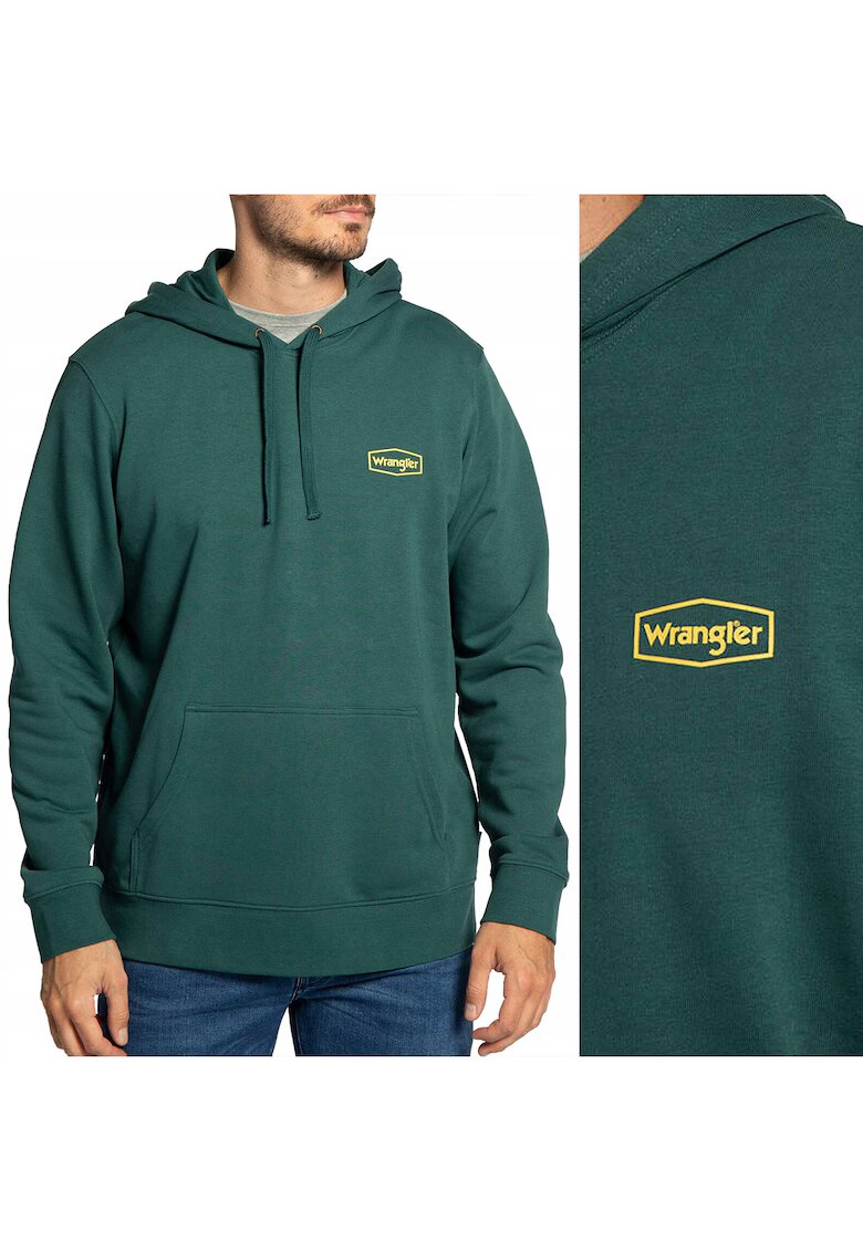 Wrangler Мъжки суитшърт класическа кройка - два джоба - тъмнозелен - памук с полиестер