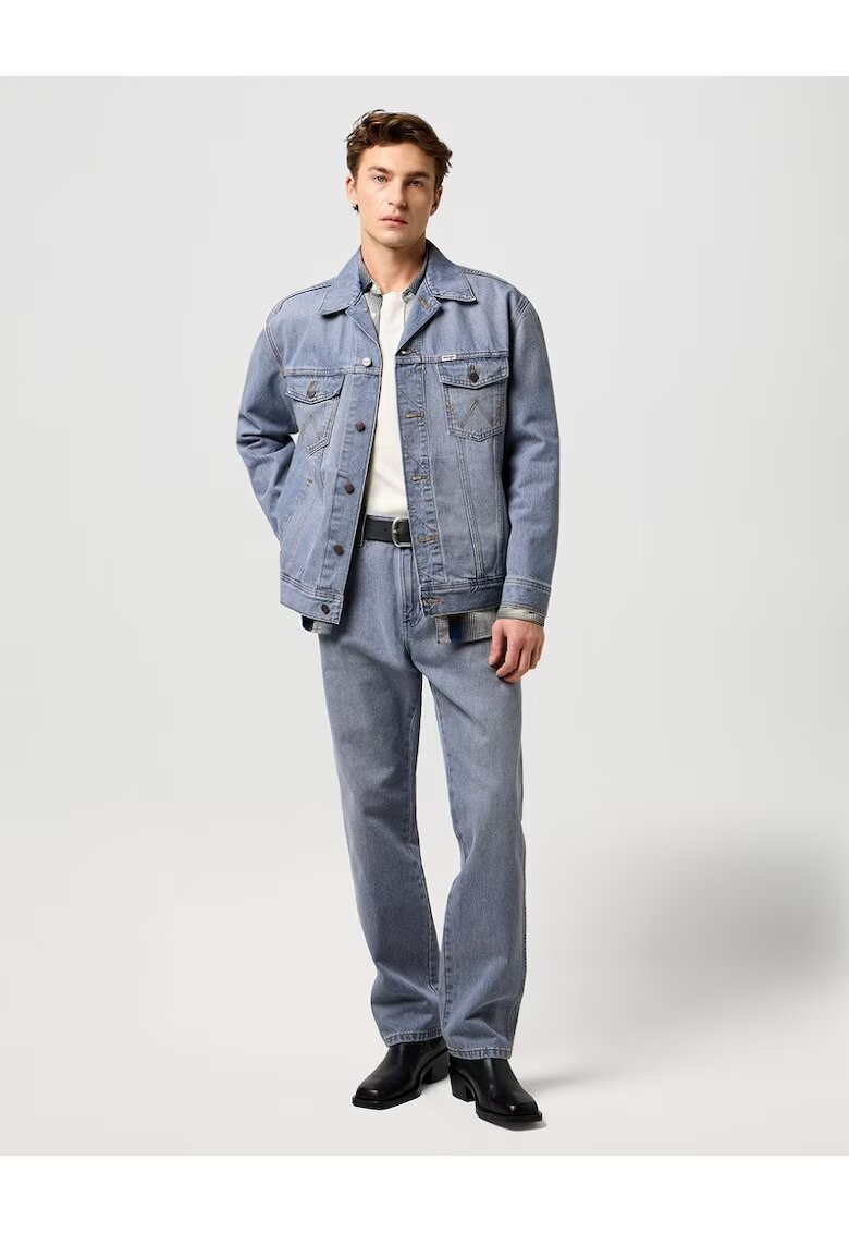Wrangler Мъжко яке - Anti Fit Jacket - Regular Fit - с яка - с копчета - топло и удобно - дълги ръкави - памук - синьо