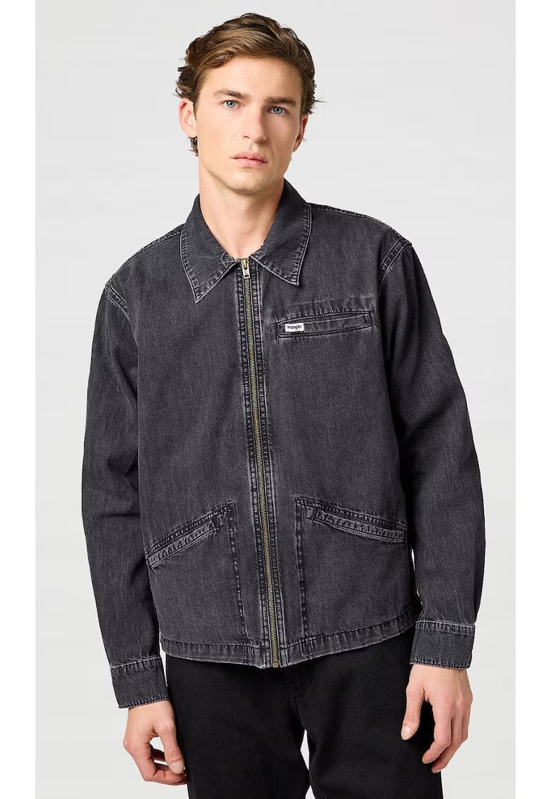 Wrangler Мъжко яке - RODEO UTILITY - цип - черно - памук