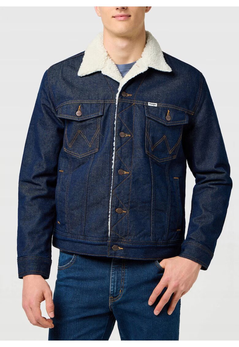 Wrangler Мъжко яке - Sherpa Denim Jacket - Regular Fit - Деним дизайн - Без качулка - С копчета - Памук - M INTL